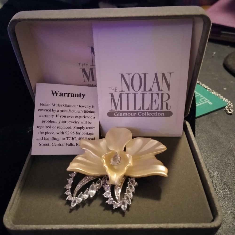 Nolan Miller Paradise Orchid Brooch Vintage Signed